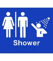 Unisex Shower Blue Braille Sign