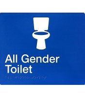 Blue Plastic All Gender Toilet Braille Sign 