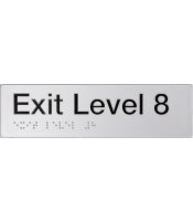 Silver Exit Level 8 Braille Sign SX-08 (180x50mm)